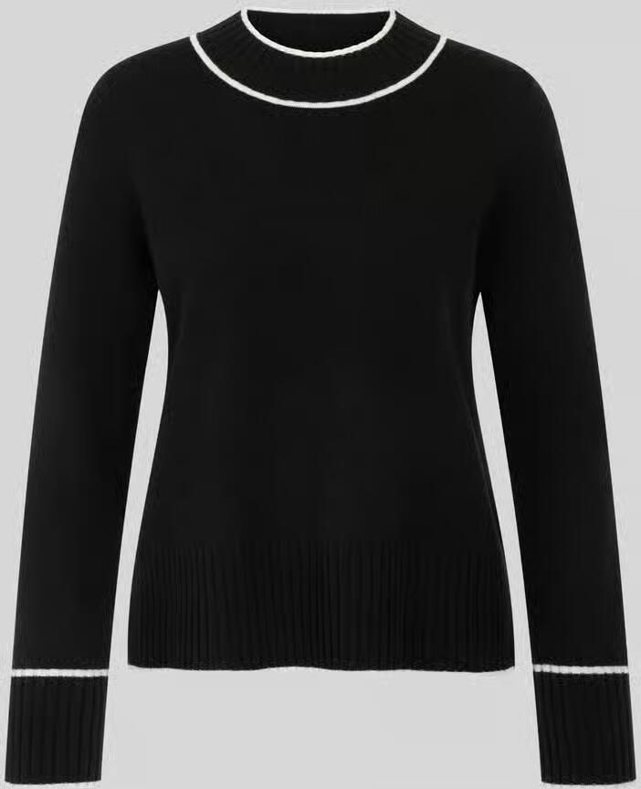 Marc Cain Regular fit pullover van wol alpaca met contrasterende strepen