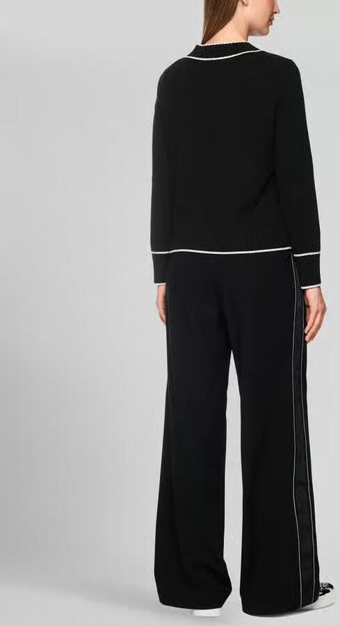 Marc Cain Regular fit pullover van wol alpaca met contrasterende strepen - Foto 2