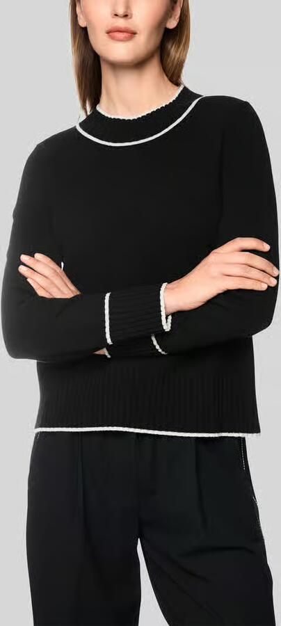 Marc Cain Regular fit pullover van wol alpaca met contrasterende strepen - Foto 3