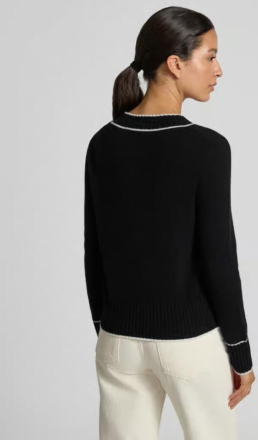 Marc Cain Regular fit pullover van wol alpaca met contrasterende strepen - Foto 3