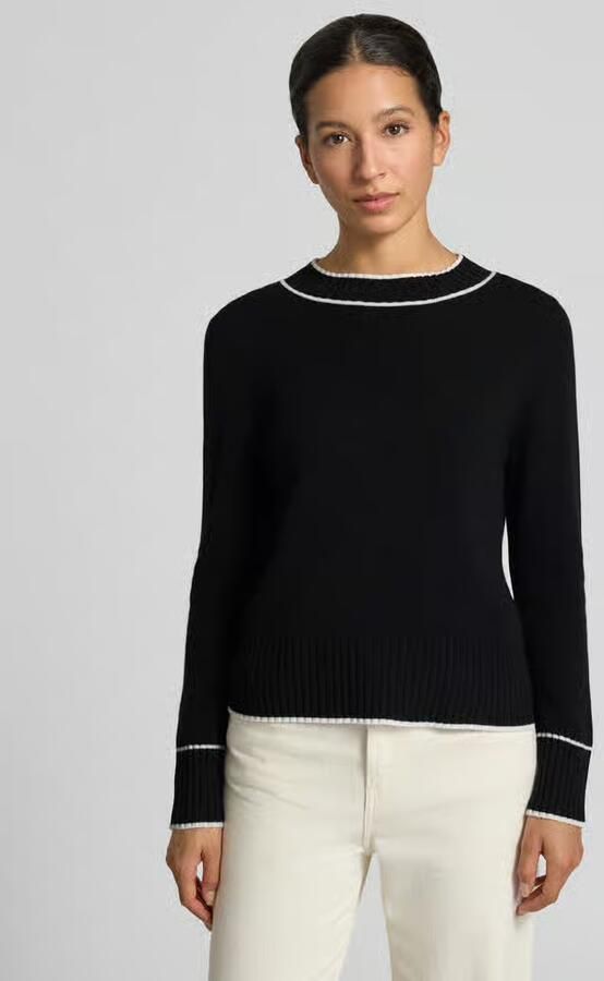 Marc Cain Regular fit pullover van wol alpaca met contrasterende strepen - Foto 2