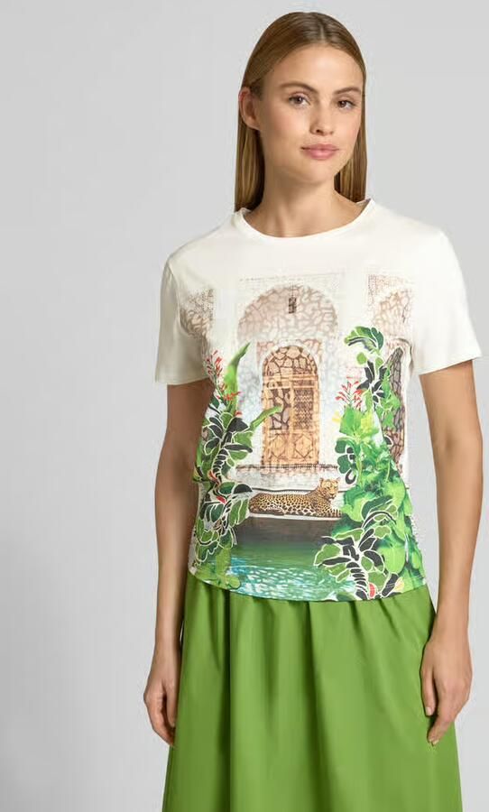 Marc Cain regular fit T-shirt met all-over motiefprint - Foto 4