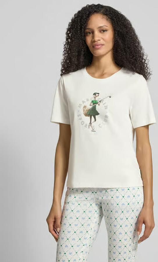Marc Cain Regular fit T-shirt met siersteentjes - Foto 3