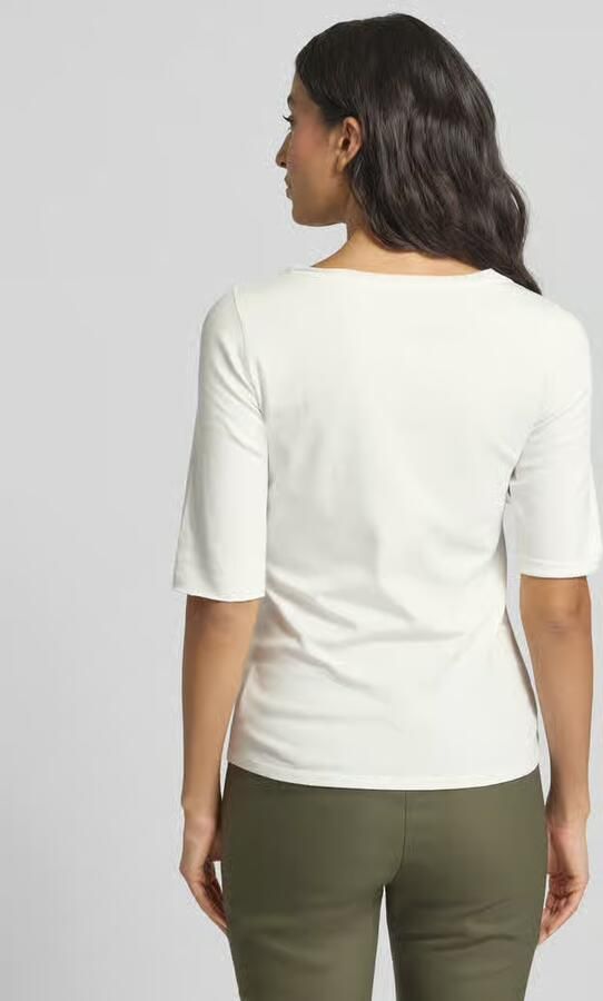 Marc Cain Regular fit T-shirt met zijde en mouwen met omslag