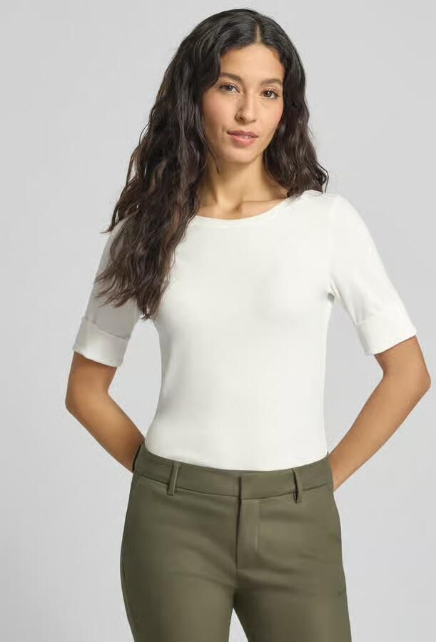 Marc Cain Regular fit T-shirt met zijde en mouwen met omslag - Foto 2