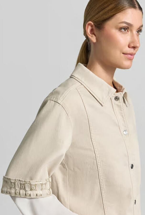 Marc Cain relaxed fit blazer van katoenmix in denimlook