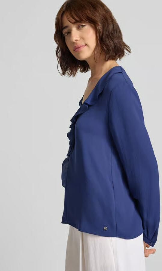 Marc Cain relaxed fit blouse met ruches - Foto 2