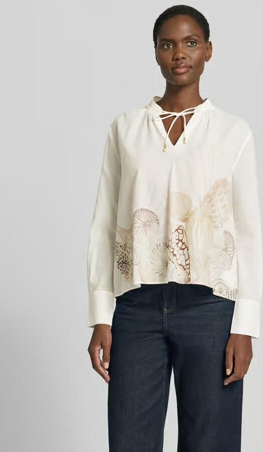 Marc Cain relaxed fit blouse met vetersluiting - Foto 4