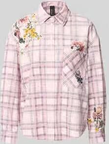 Marc Cain relaxed fit blouse van katoenmix met bloemenapplicatie