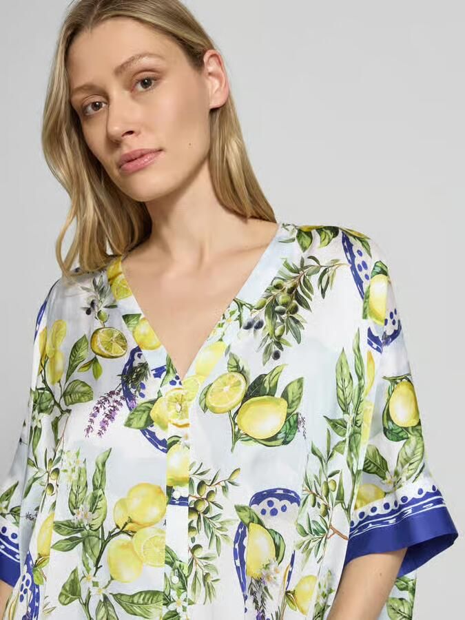 Marc Cain relaxed fit blouse van viscose met V-hals - Foto 2