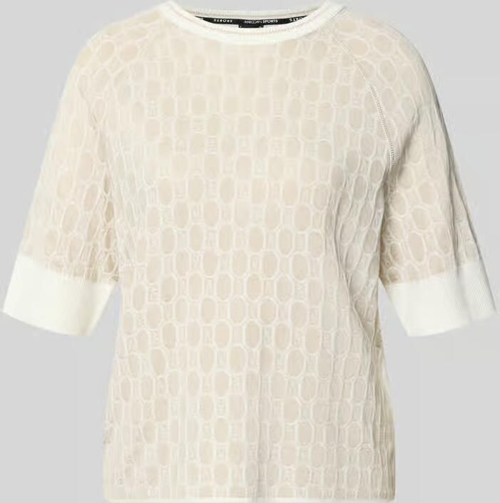 Marc Cain relaxed fit blouse van viscosemix met all-over logodetail