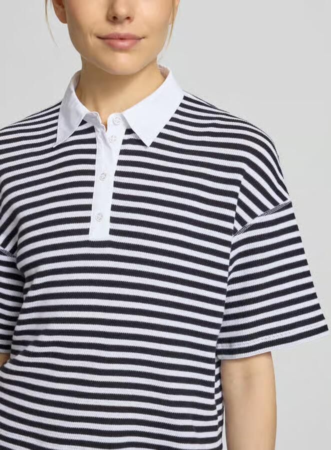Marc Cain relaxed fit bovendeel in tricotlook met polokraag