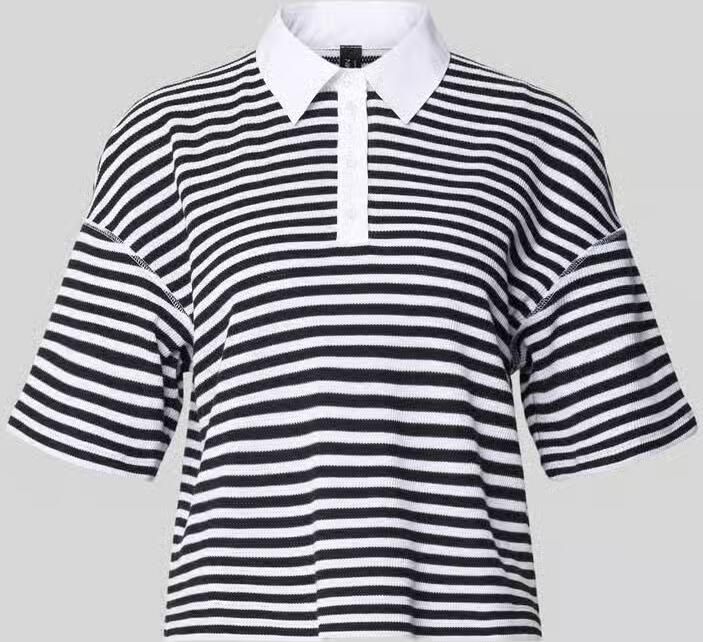 Marc Cain relaxed fit bovendeel in tricotlook met polokraag - Foto 2