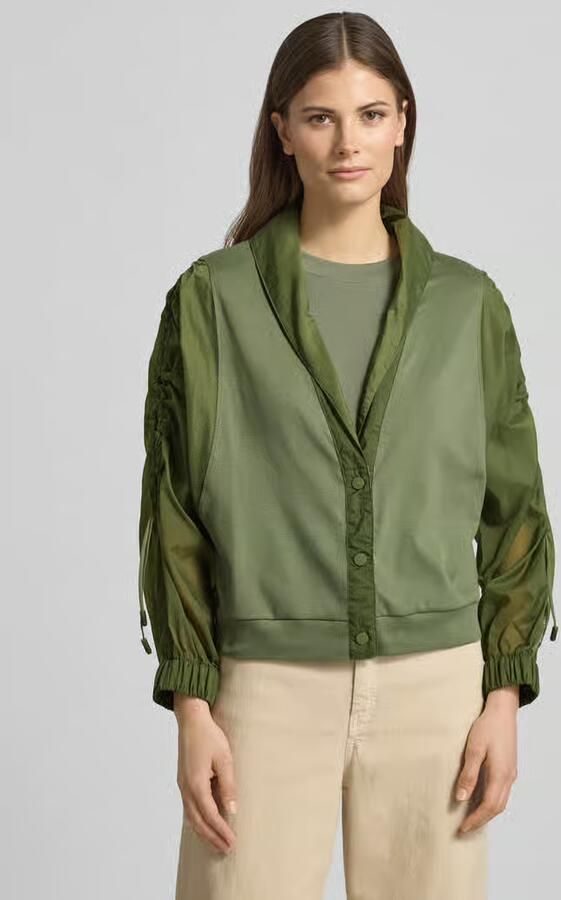 Marc Cain relaxed fit lichte jack in materiaalmix - Foto 4