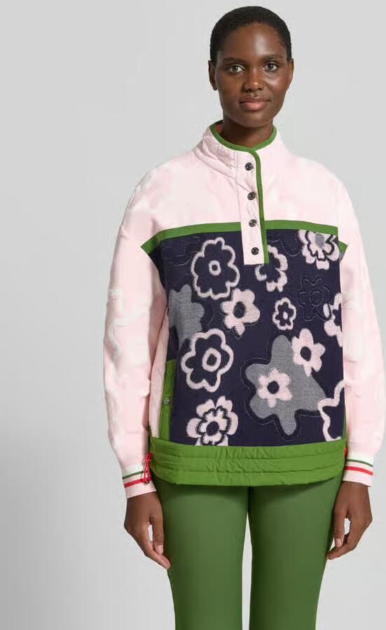 Marc Cain relaxed fit pullover van viscosemix met schipperskraag - Foto 2