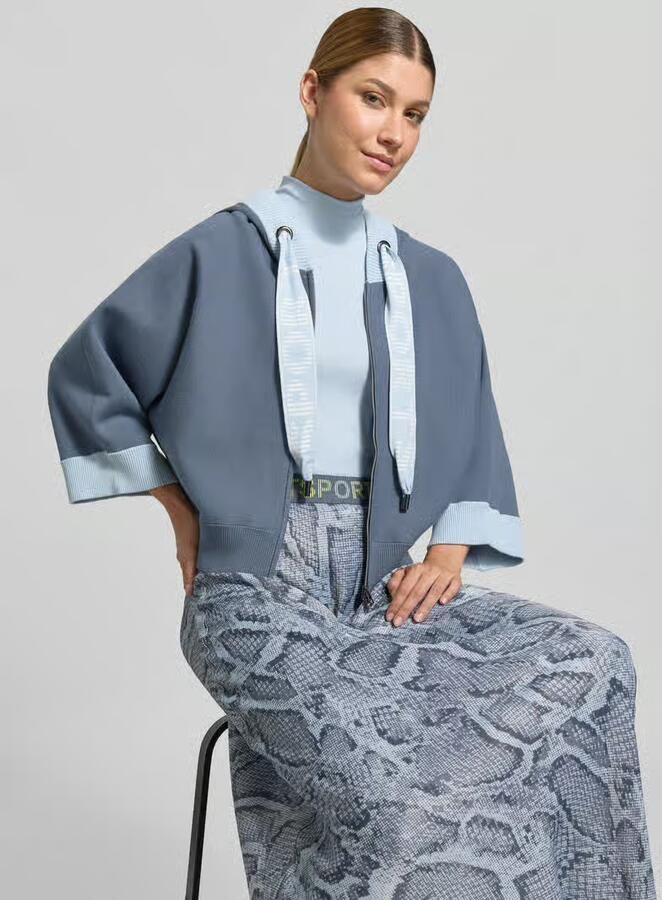 Marc Cain relaxed fit sweatjack van viscosemix met logodetail