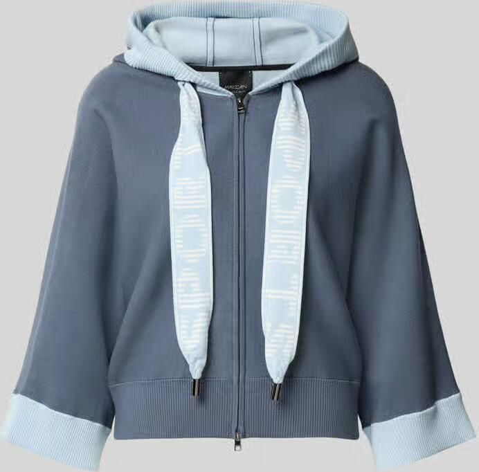 Marc Cain relaxed fit sweatjack van viscosemix met logodetail - Foto 2