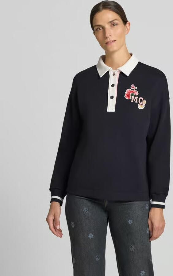 Marc Cain Sweatshirt met polokraag en motiefprint - Foto 2
