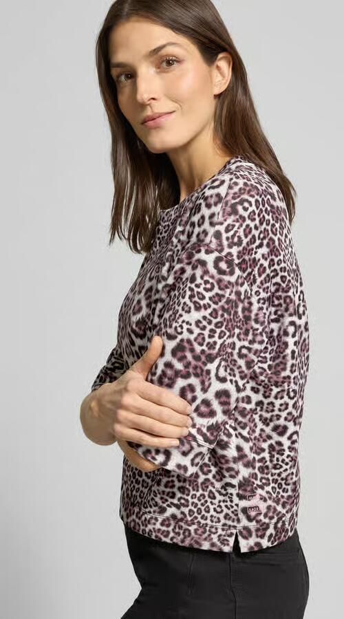 Marc Cain Relaxed fit T-shirt van viscosemix met all-over dierenprint - Foto 2