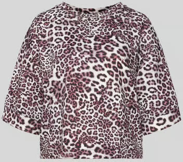 Marc Cain Relaxed fit T-shirt van viscosemix met all-over dierenprint