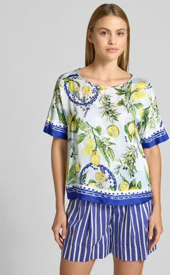Marc Cain relaxed fit T-shirt van zuivere viscose met florale all-over print - Foto 3
