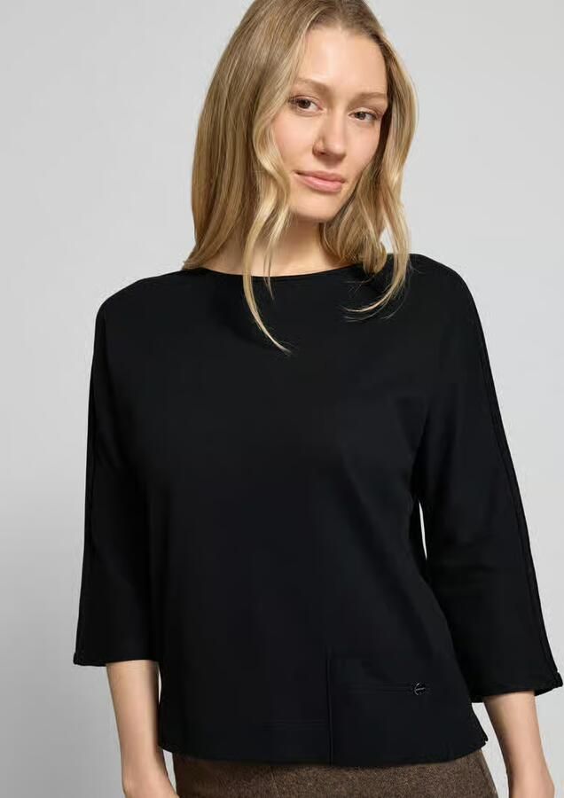 Marc Cain Shirt met boothals en labeldetail