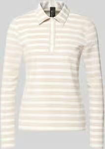 Marc Cain Shirt met lange mouwen in all-over look met polokraag en knoopsluiting