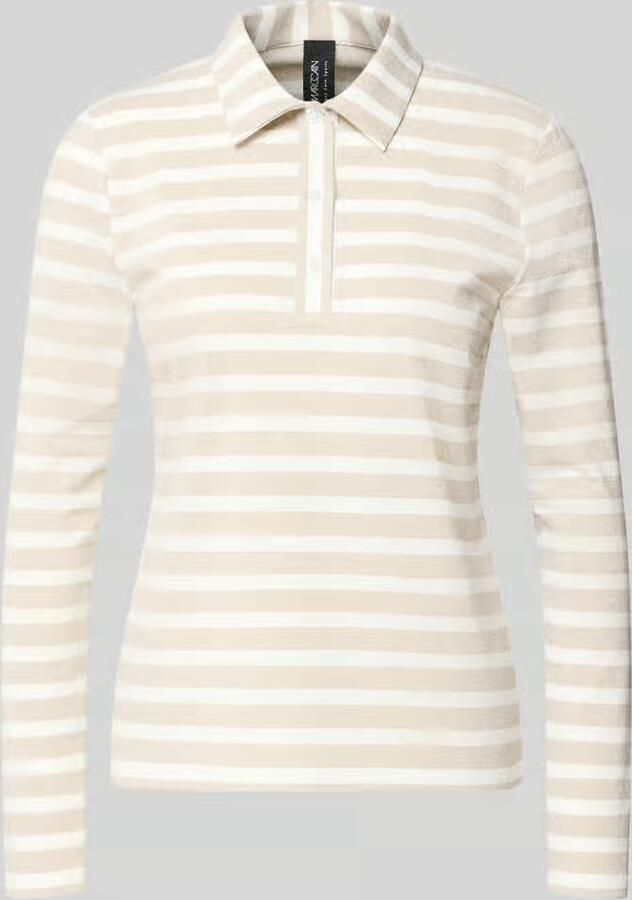 Marc Cain Shirt met lange mouwen in all-over look met polokraag en knoopsluiting