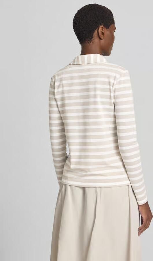Marc Cain Shirt met lange mouwen in all-over look met polokraag en knoopsluiting - Foto 2