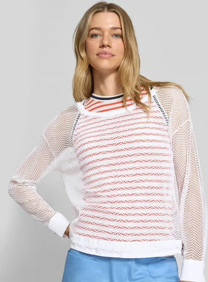 Marc Cain Shirt met lange mouwen met gaatjesmotief