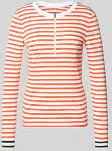Marc Cain Shirt met lange mouwen met ronde hals en ritssluiting