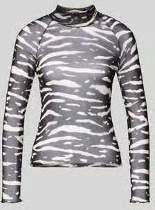 Marc Cain Shirt met lange mouwen van mesh met opstaande kraag - Foto 3