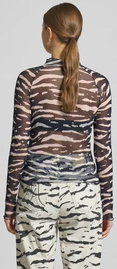 Marc Cain Shirt met lange mouwen van mesh met opstaande kraag - Foto 3