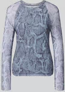 Marc Cain Shirt met lange mouwen van mesh met slangenmotief