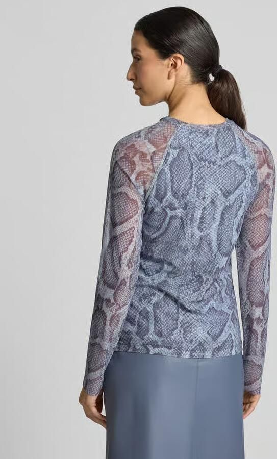 Marc Cain Shirt met lange mouwen van mesh met slangenmotief