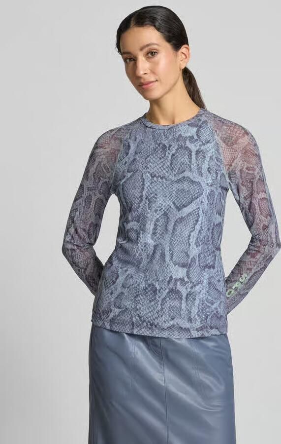 Marc Cain Shirt met lange mouwen van mesh met slangenmotief - Foto 2