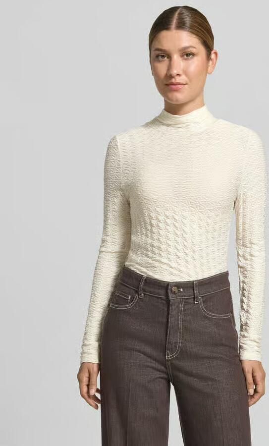 Marc Cain skinny fit shirt met lange mouwen van viscosemix - Foto 2