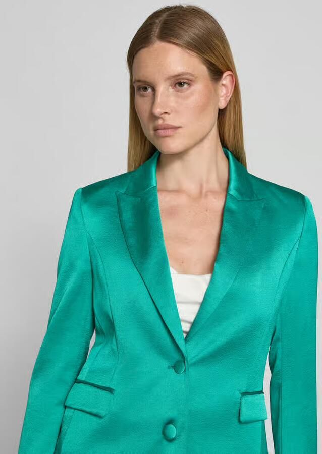 Marc Cain slim fit blazer met reverskraag en klepzakken