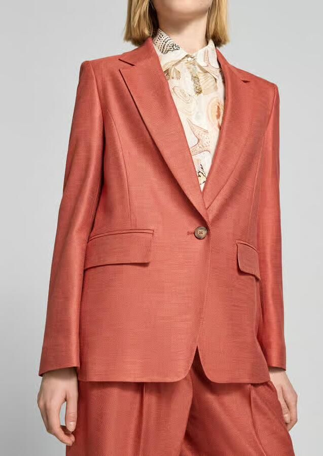 Marc Cain slim fit blazer van mix van viscose en elastaan met klepzakken