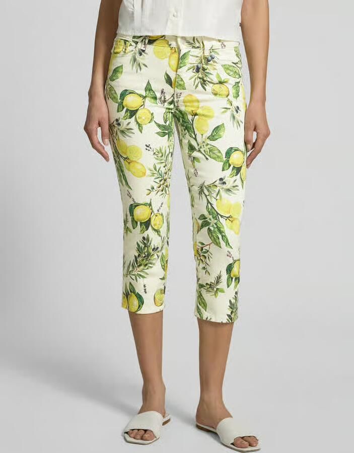 Marc Cain slim fit jeans met all-over bloemenmotief - Foto 3