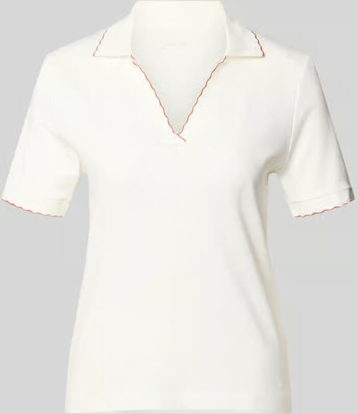 Marc Cain slim fit poloshirt met golvende zoom en V-hals - Foto 2
