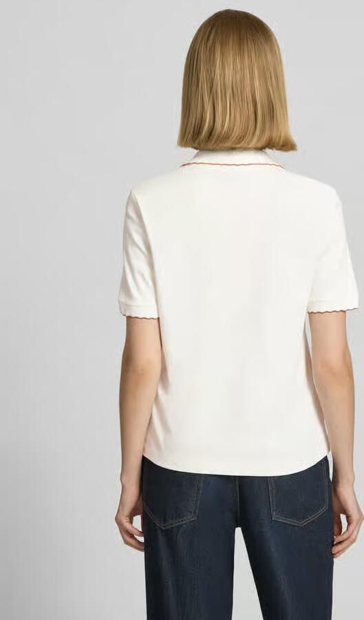 Marc Cain slim fit poloshirt met golvende zoom en V-hals - Foto 4