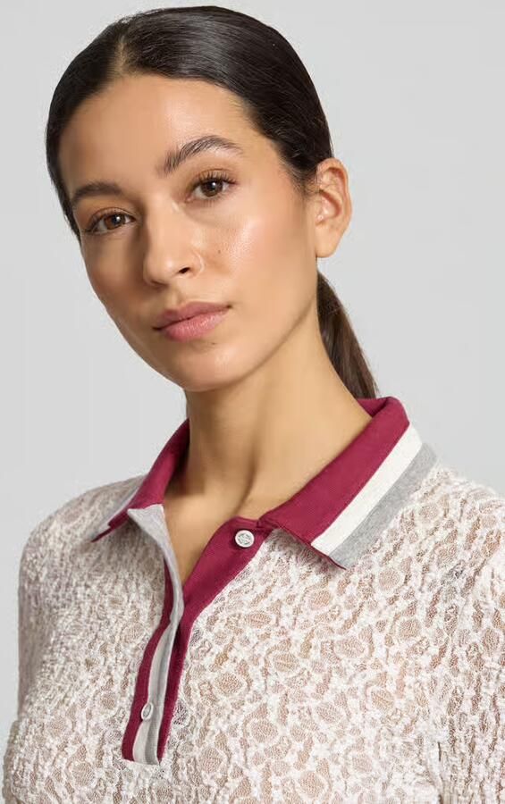 Marc Cain Slim fit shirt met lange mouwen in semi-transparant design - Foto 2