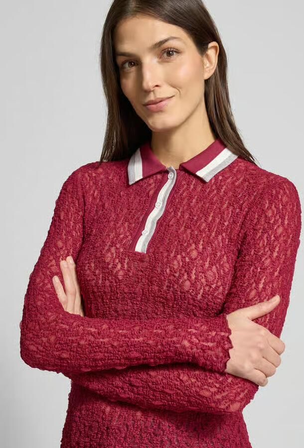 Marc Cain Slim fit shirt met lange mouwen in semi-transparant design - Foto 2