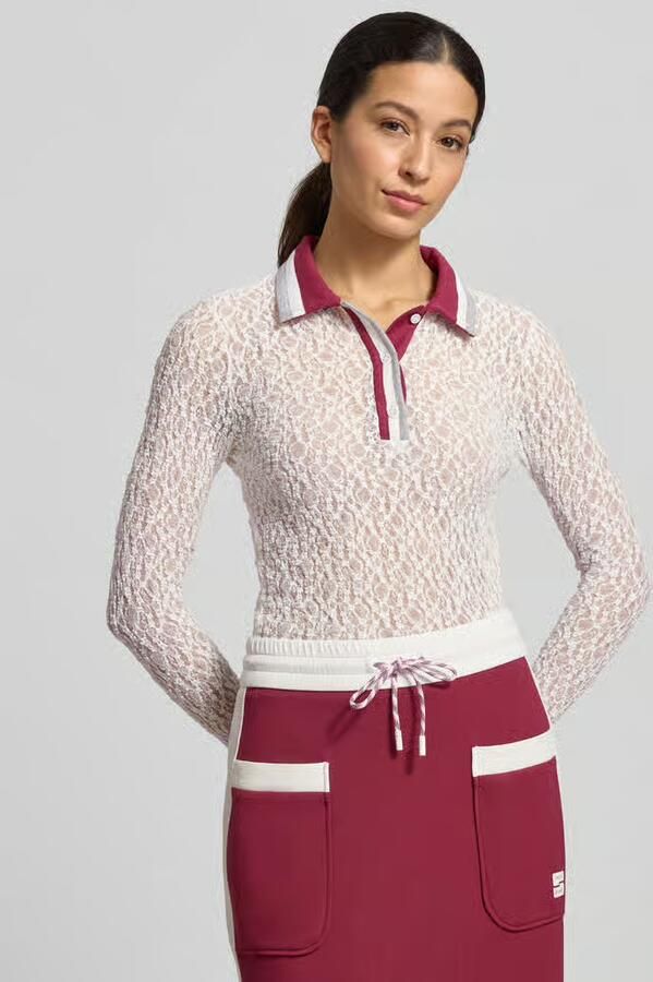 Marc Cain Slim fit shirt met lange mouwen in semitransparant design - Foto 3