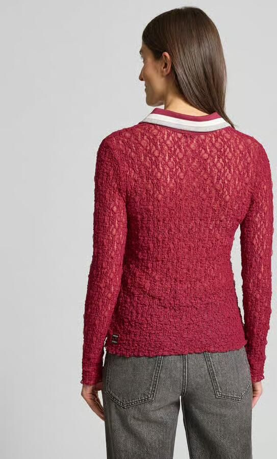 Marc Cain Slim fit shirt met lange mouwen in semitransparant design - Foto 3