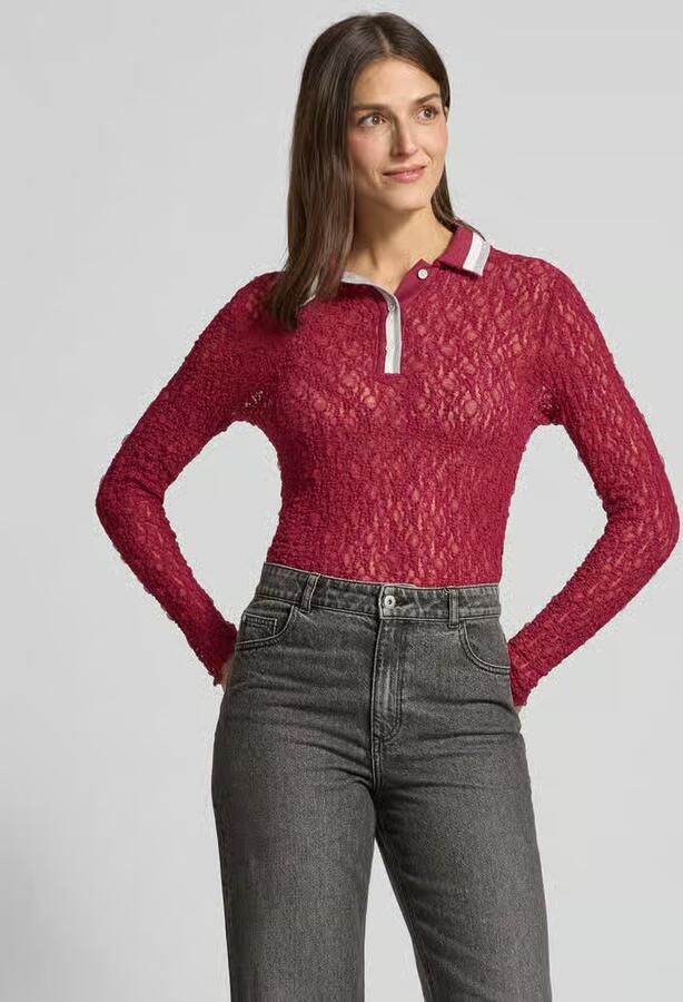 Marc Cain Slim fit shirt met lange mouwen in semitransparant design - Foto 2