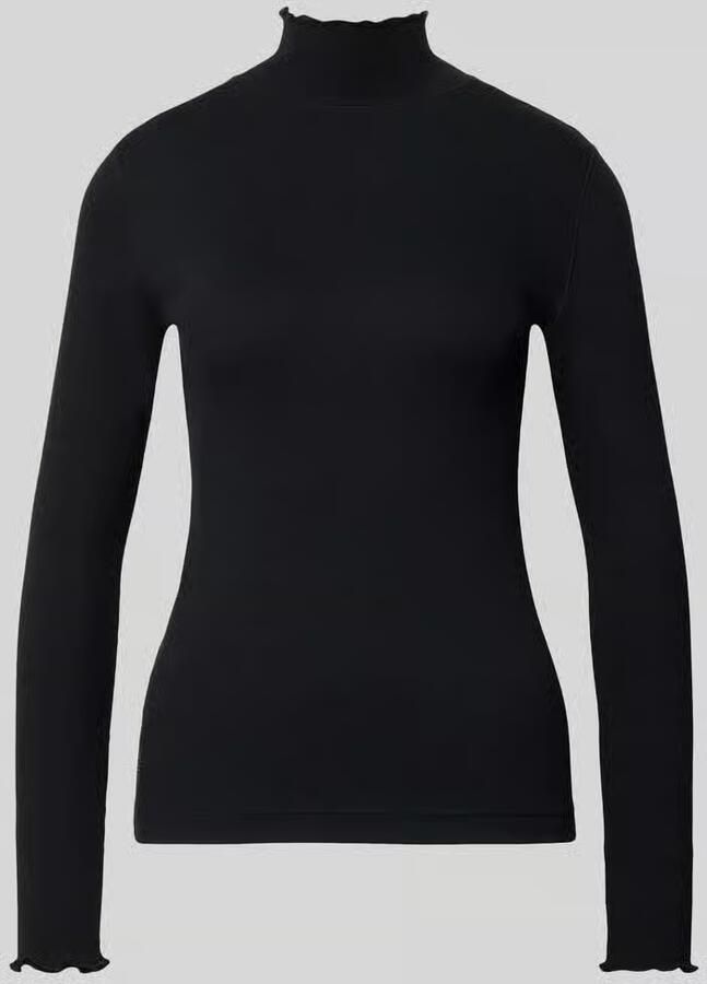 Marc Cain Slim fit shirt met lange mouwen met kraag met ruches