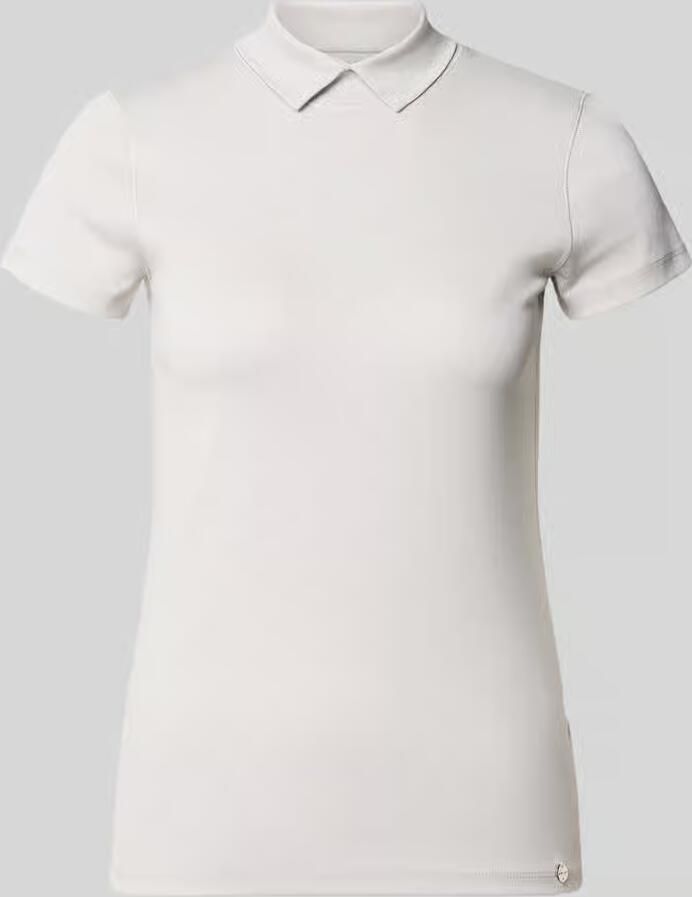 Marc Cain slim fit T-shirt met hoogsluitende polokraag