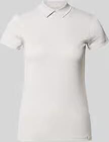 Marc Cain slim fit T-shirt met hoogsluitende polokraag